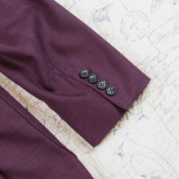 Bonobos Vitale Barberis Canonico Wool Slim Sz 42R burgundy sports coat  Blazer - Picture 4 of 6